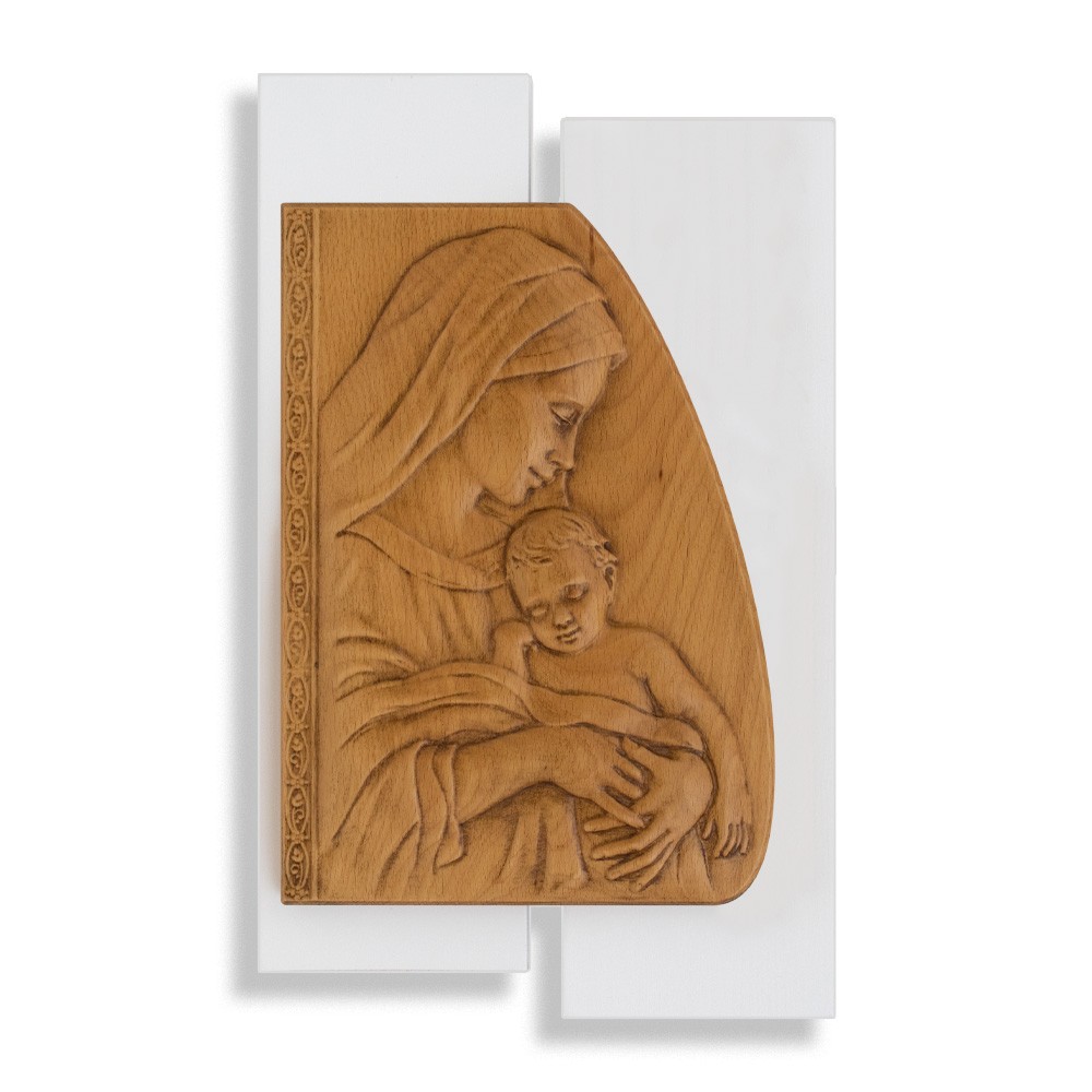 Quadro In Legno Madonna Con Il Bambino Con Tavole Bianche Myriam