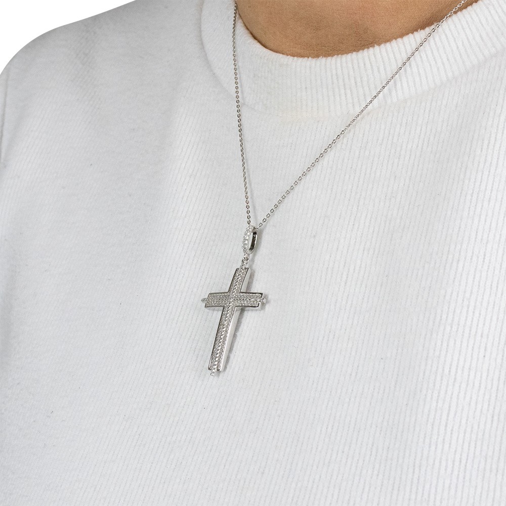 Collana Amen Croce con Zirconi Bianchi