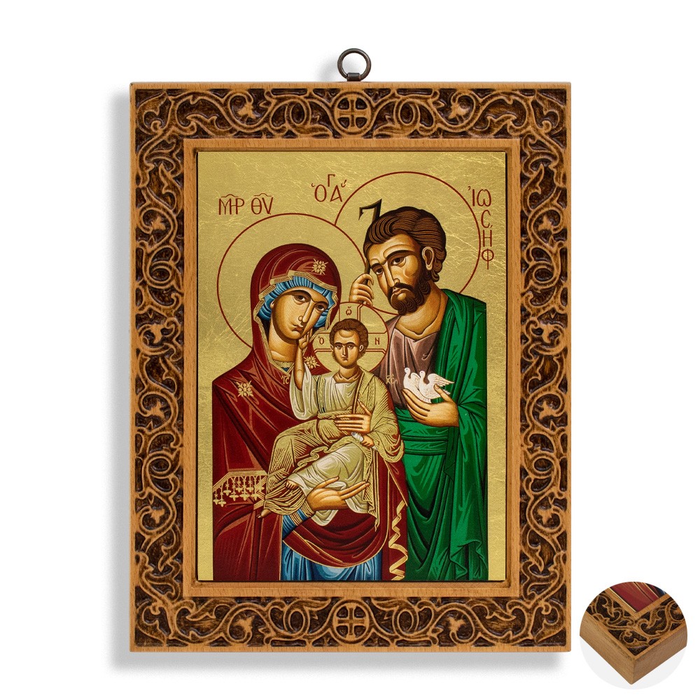 Portachiavi in legno icona sacra famiglia