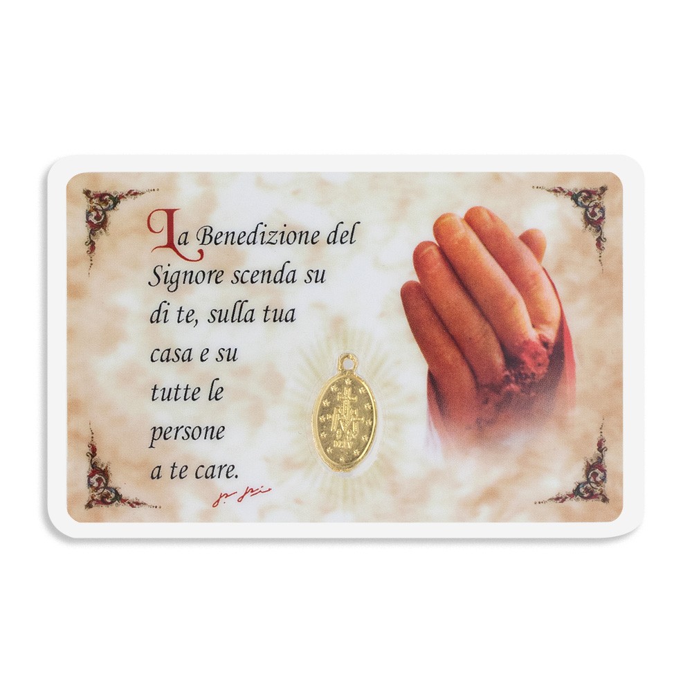 Card plastificata di San Pio e San Michele Arcangelo Myriam