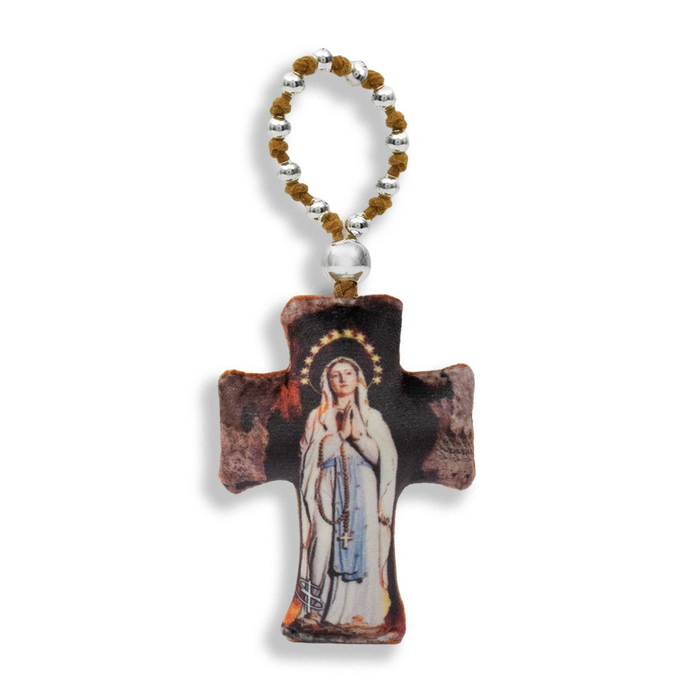 Croce in velluto con decina del rosario collezione Stringila