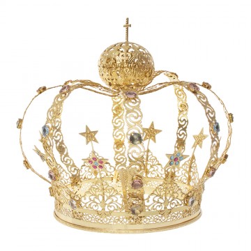 Corona Madonna in ottone oro con stelle