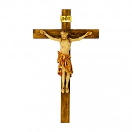 Croce con Cristo Romanico Legno Antico