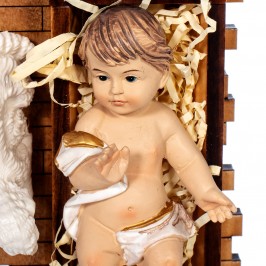 Gesù Bambino con Culla in Legno Ulivo