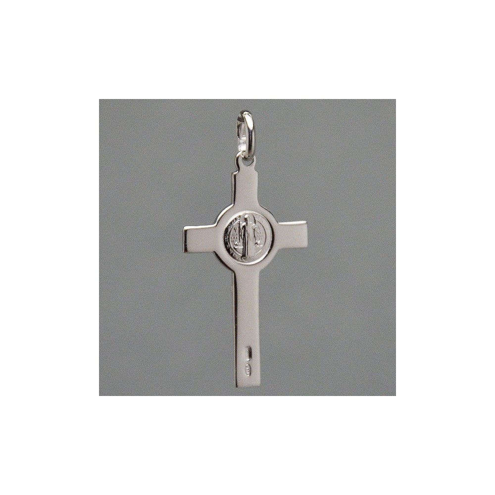 Croce argento con San Benedetto