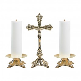 Coppia candelieri per altare con finte candele diam 15 cm